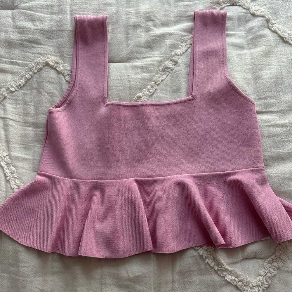 zara pink babydoll crop top